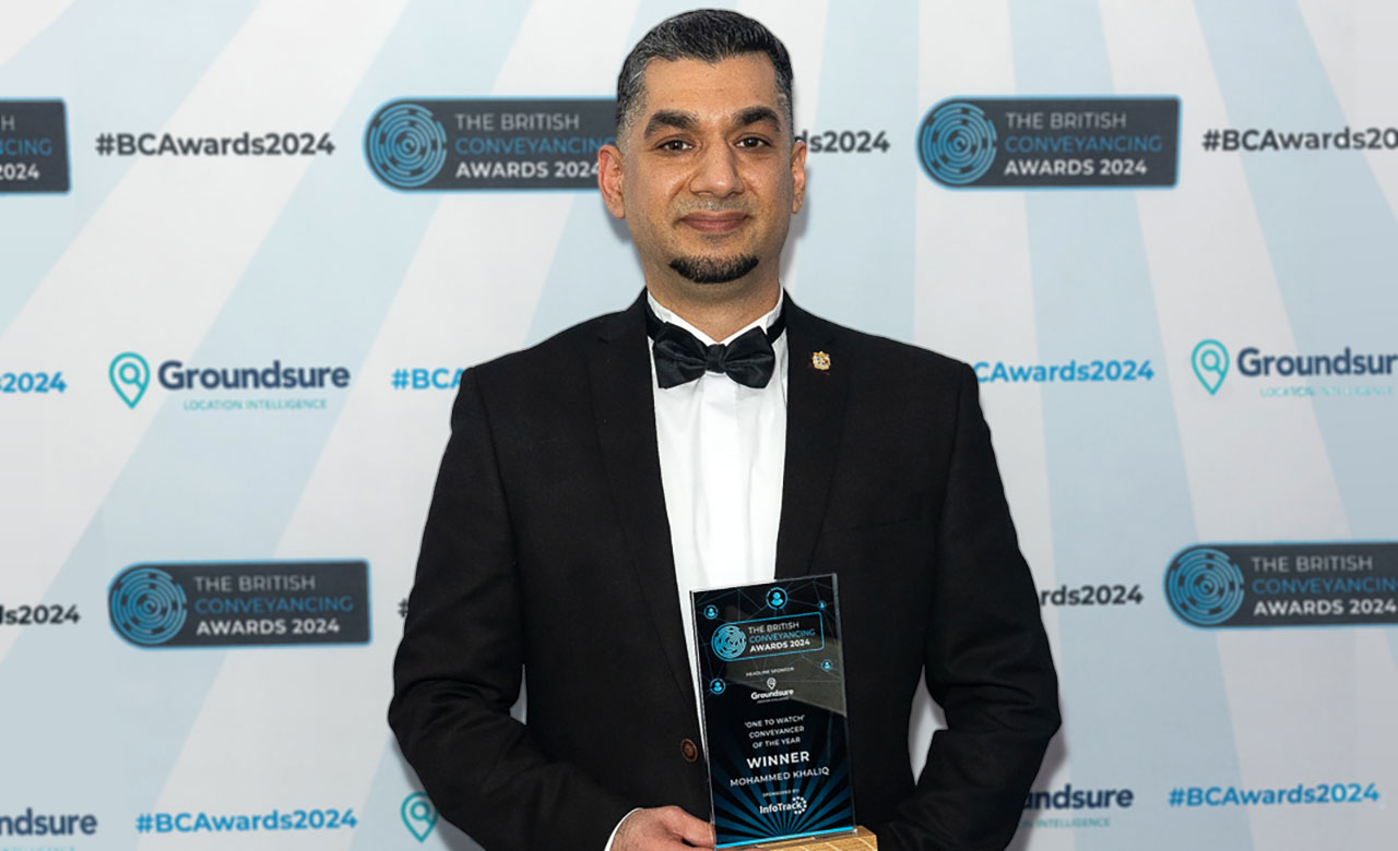 Mohammed Khaliq of Northwood Banks wins One to Watch Conveyancer of the Year.